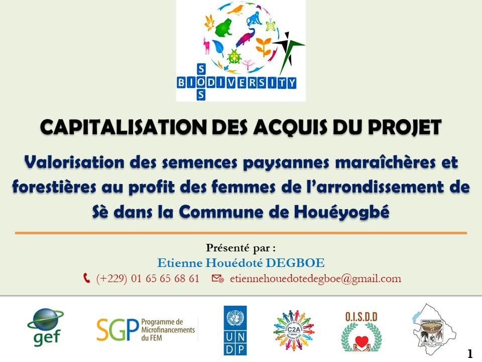Bénin : Document de capitalisation des acquis du projet de valorisation des semences paysannes maraîchères et forestières au profit des femmes.